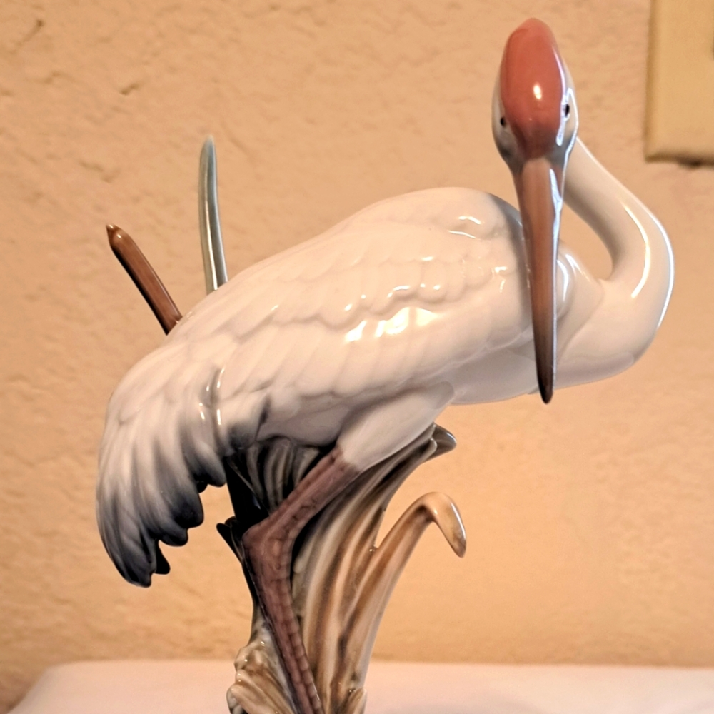 Vintage Lladro Very Rare Large Dancing Crane 1612 Preening Crane 1989